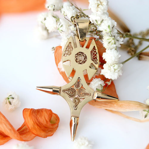 Pendentif Pendentif croix d'Agadez or rose filigranée 58 Facettes 24-327G