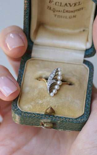 Bague Bague Ancienne Muguet Perles et Diamants 58 Facettes