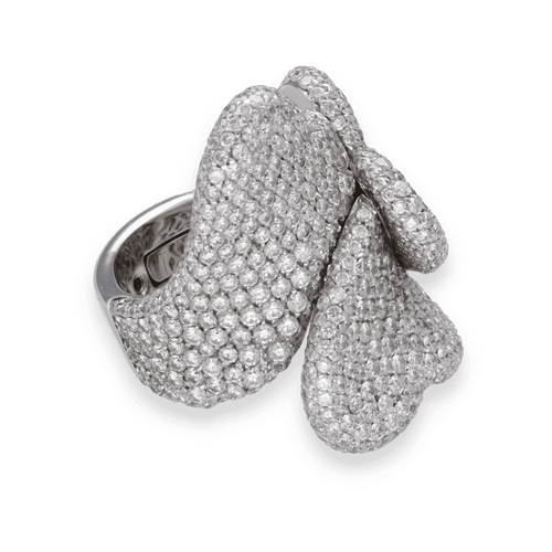 Bague Bague Palmiero Coeurs sertie de 7,50 Cts de diamants brillants en or gris 18k. Taille 53. 58 Facettes