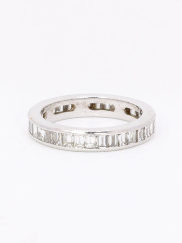Bague 54 Alliance diamants baguette or blanc 58 Facettes 1163.13