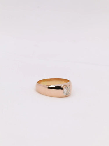 Bague 53.5 Bague jonc en or rose et diamant taille ancienne 0.5ct 58 Facettes J192