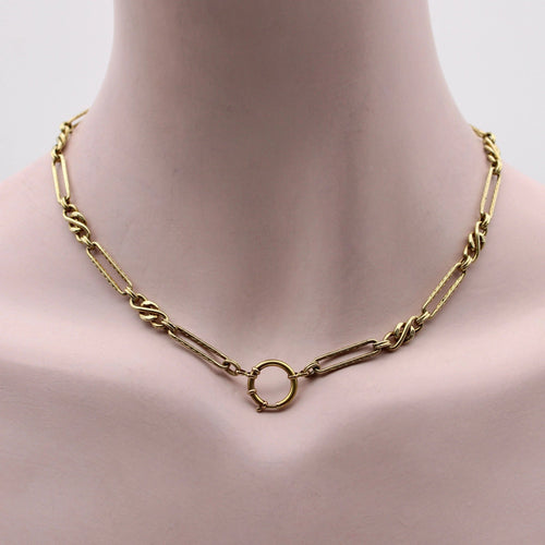 Collier Chaîne à maillons fantaisie en or 14 carats d'inspiration victorienne 58 Facettes