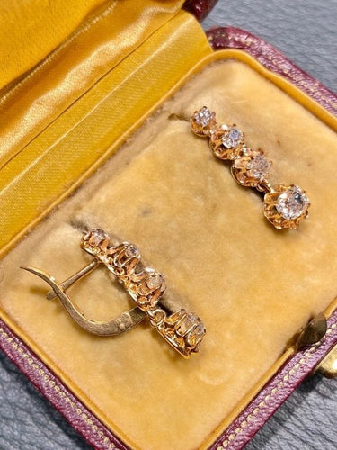 Boucle d’oreilles dormeuses anciennes, en or 18k et diamants 58 Facettes