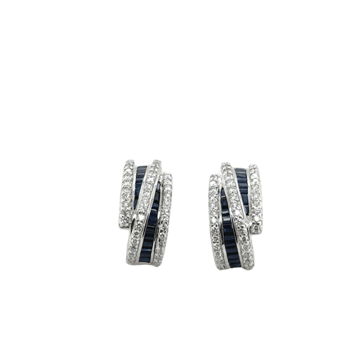 Boucles d'oreilles Boucles d’oreilles or blanc - Saphirs et Diamants 58 Facettes 1.0000398/2