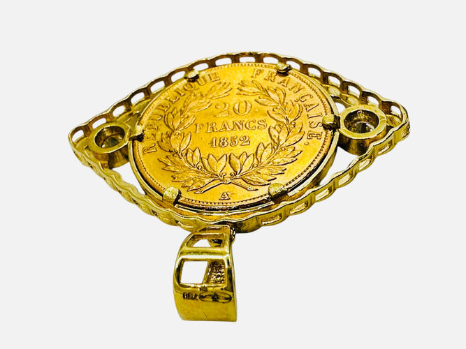 Pendentif Pendentif œil impérial avec Louis d’or 20 Francs Napoléon III 58 Facettes