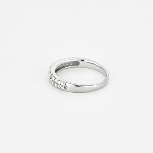 Bague 53 Alliance semi-pavée en or jaune, or gris et diamants 58 Facettes CLA0366