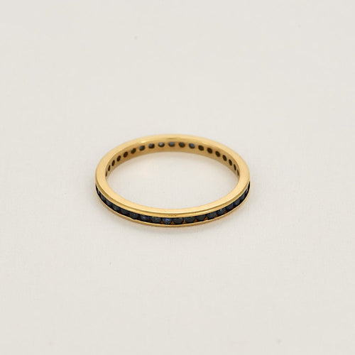 Bague 59.5 Alliance en or jaune et saphirs 58 Facettes CHAL01932