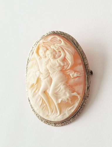 Pendentif Broche / pendentif ancienne camée or jaune et blanc 58 Facettes