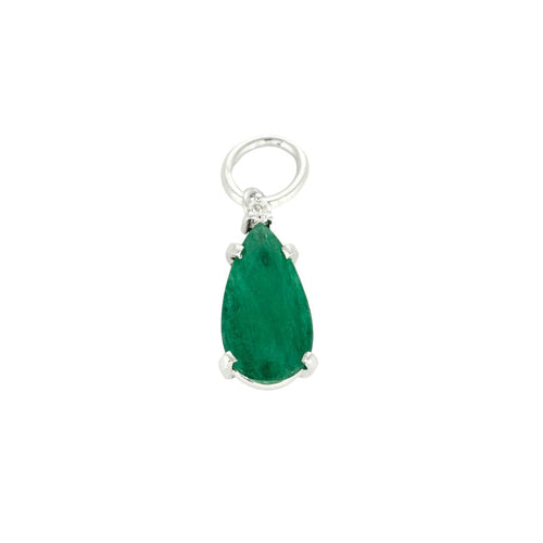 Pendentif Pendentif or blanc et émeraude taille poire 58 Facettes 250093