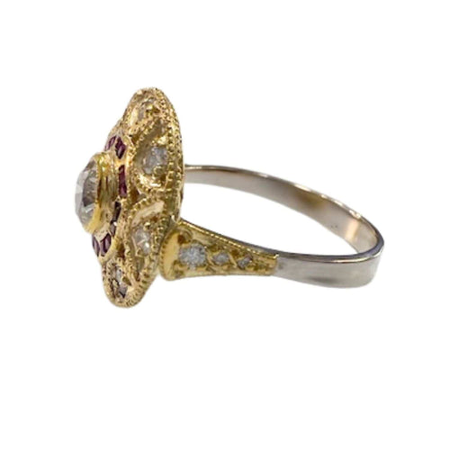 56.5 Bague de style Art Déco avec diamants et rubis 58 Facettes Q269B