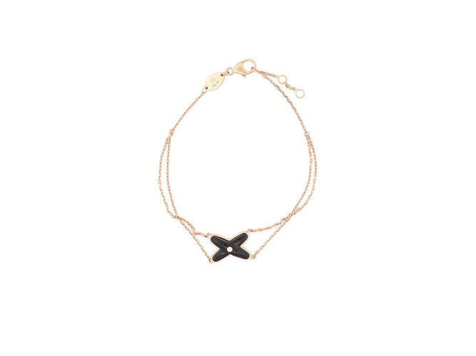 bracelet CHAUMET jeux de liens onyx diamant en or rose 18k 15-17 cm