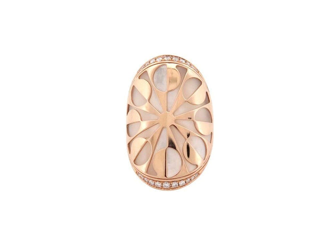 Bague 52 bague BULGARI intarsio nacre t52 en or rose 18k 14.3gr serti diamants 58 Facettes 267206