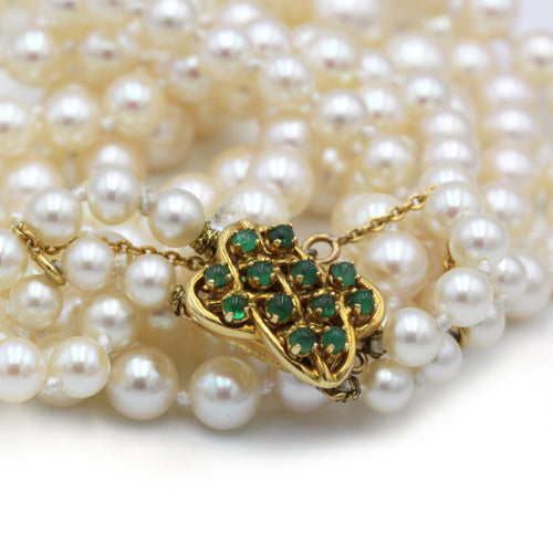 Collier Collier - Or jaune, Emeraudes & Perles 58 Facettes 240263R
