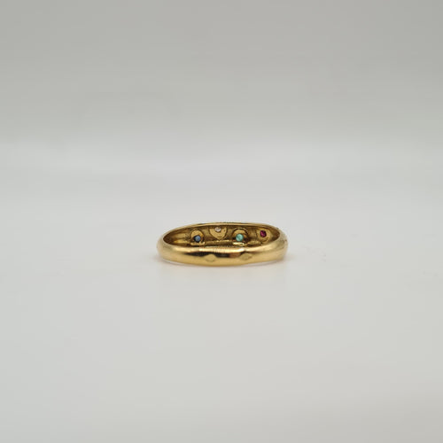Bague 58 Bague or jaune sertie pierres colorées 58 Facettes