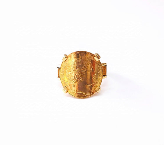 Bague 55 Bague pièce 10 francs or jaune 58 Facettes BAG.NAPO-1200
