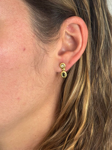 Boucles d'oreilles Paire de boucle d’oreille or, saphirs, zircons 58 Facettes