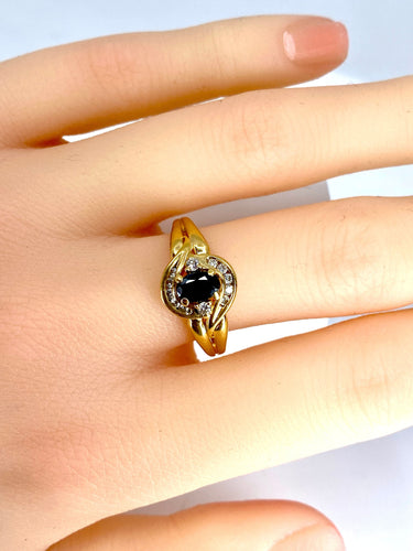Bague 57 Bague en or jaune 18 carats en saphir et diamants 58 Facettes AB337