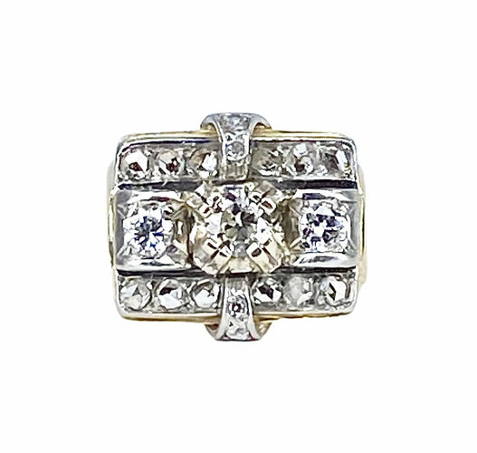 Bague 52 Bague Tank en or 18 carats et platine et diamants 58 Facettes AB517