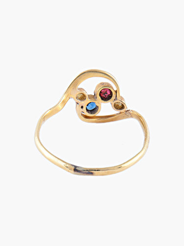 Bague Bague Ancienne Saphir Rubis Perles 58 Facettes