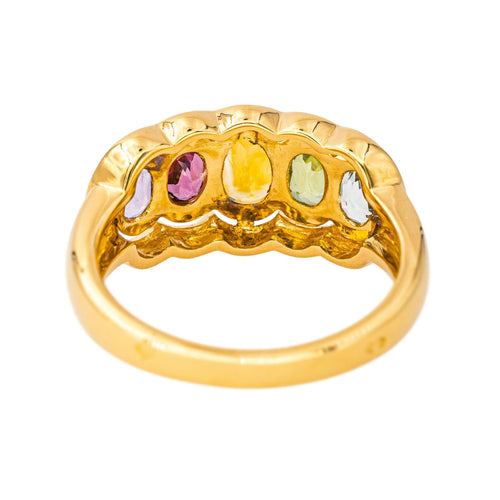 Bague Or jaune Citrine, Péridot, Grenat