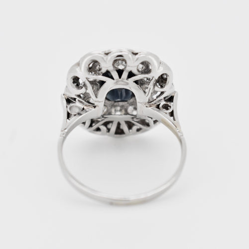 Bague 56 Bague Art Deco - Or 18 Carats, Saphir Naturel Non Chauffé et Diamants 58 Facettes 469