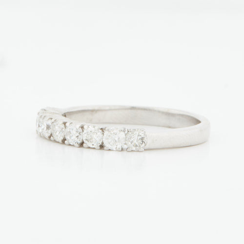 Bague 54 DEMI ALLIANCE EN OR BLANC 18 CARATS 58 Facettes REF 9045