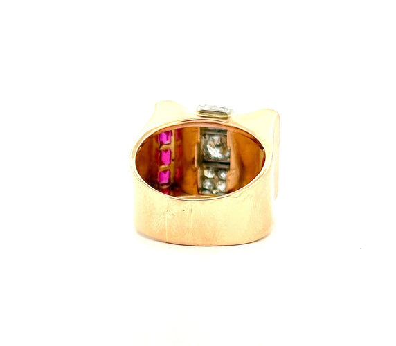 Bague 53 Bague tank en or 18 carats diamants et rubis 58 Facettes