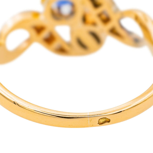 Bague 50 Bague Toi & moi Or jaune, Platine Perle de culture, Saphir, Diamant 58 Facettes 3853932RV