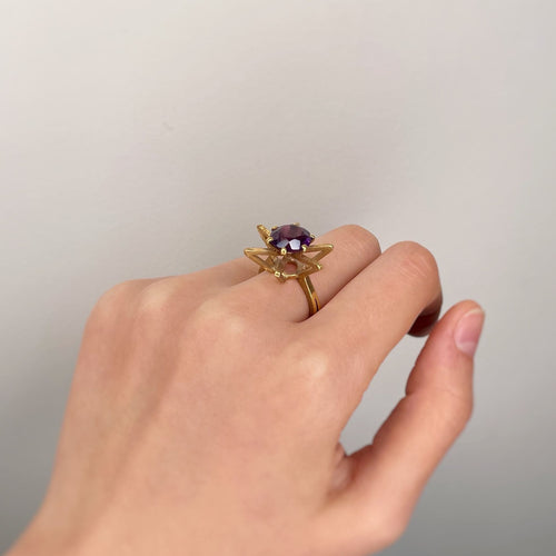 Bague 53 Bague géométrique - Or & Améthystes 58 Facettes 190130R