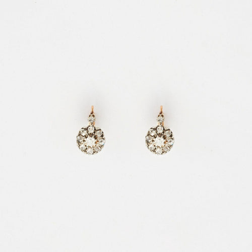 Boucles d'oreilles Boucles d'oreilles marguerites diamants or rose et gris 58 Facettes