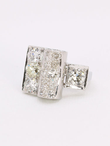 Bague 54 Bague pont diamants taille ancienne 58 Facettes 1153.15