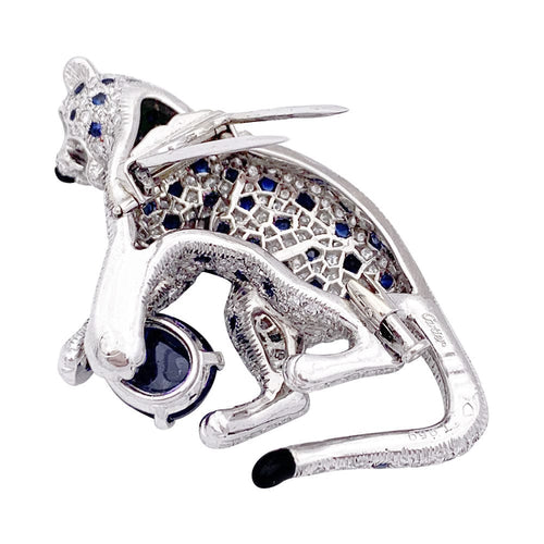 Broche Broche Cartier "Nefertari Panthère" platine, diamants, pierres de couleur, émail. 58 Facettes 33672
