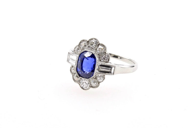 Bague Bague Platine Saphir Diamants 58 Facettes 22801
