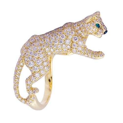 Bague 52 Bague Haute Joaillerie Cartier, "Panthère de Cartier", or jaune, diamants. 58 Facettes 33534