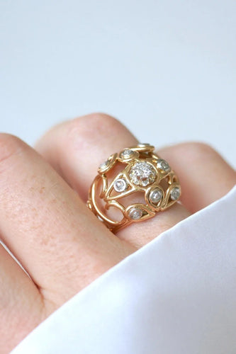 Bague 49.5 Bague Boule cocktail fil or rose riamants 58 Facettes
