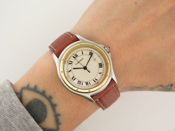 Montre vintage montre CARTIER cougar 32mm or & acier 58 Facettes 260564