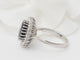 Bague 54 Bague entourage en or blanc, saphir ovale et diamants 58 Facettes 33297