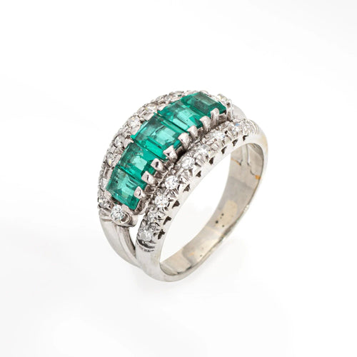 Bague 48 Bague Diamant Émeraude Vintage Or Blanc 58 Facettes G13361