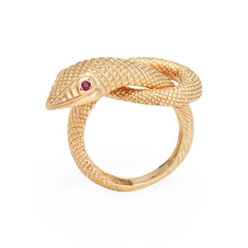 Bague 54 Bague Serpent Vintage Or Jaune Grand Serpent Enroulé 58 Facettes G13428