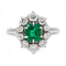 Bague 59 Bague Fleur Or blanc Emeraude 58 Facettes 3100389CN