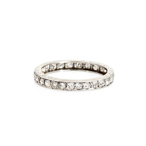 Bague Vintage Deco Diamond Band Sz 5.75 Platinum Wedding Ring Eternity Fine Jewelry 58 Facettes G13359