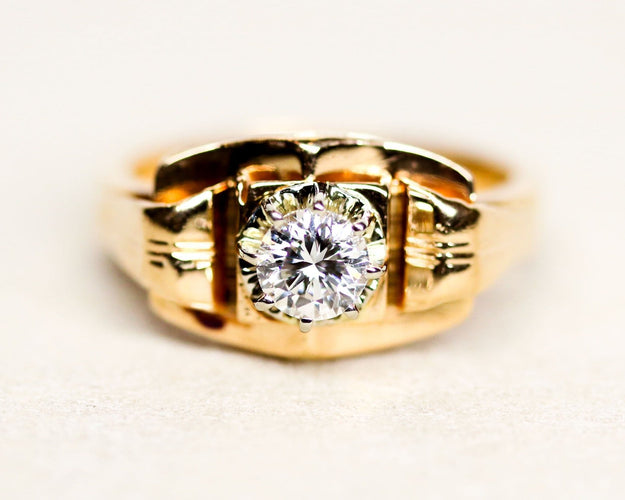 Bague 53 Bague Art Déco Or Rose Diamant 58 Facettes A11404