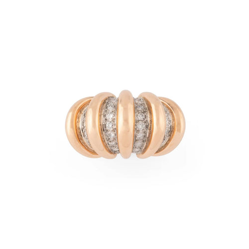 Bague Bague godronnée or rose, platine, diamants 58 Facettes 1