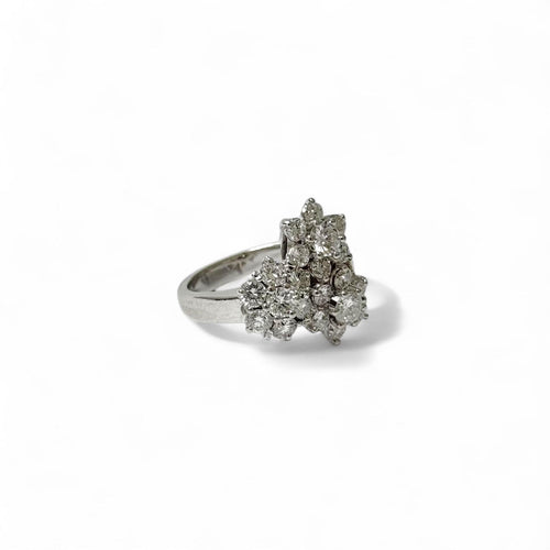 Bague 57 Bague fleurs or gris diamants 58 Facettes REF2531-298
