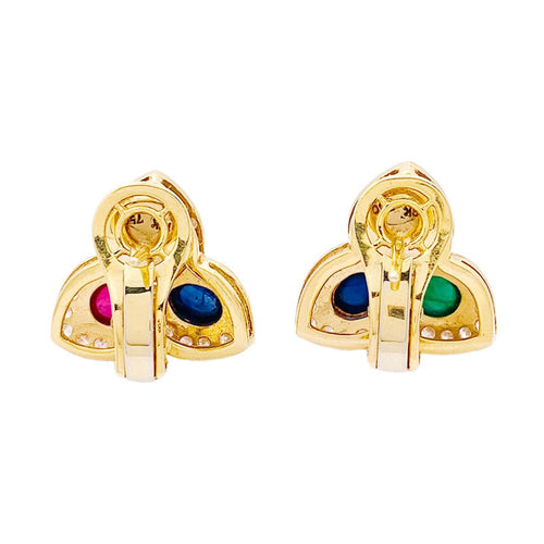 Boucles d'oreilles Boucles d'oreille "Tutti Frutti" or jaune, diamants, pierres de couleurs. 58 Facettes 34075