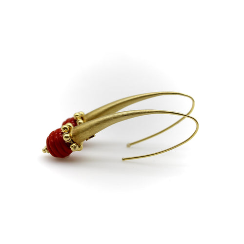 Boucles d'oreilles Boucles d'oreilles pendantes modernistes italiennes en or 14 carats avec sphère en verre 58 Facettes A20063