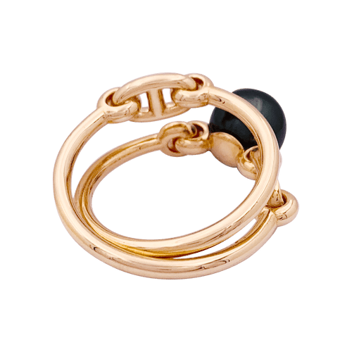 Bague 54 Bague Hermès "Albertine" or rose, diamants, perle grise. 58 Facettes 34138