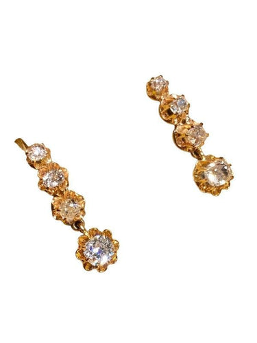 Boucle d’oreilles dormeuses anciennes, en or 18k et diamants 58 Facettes