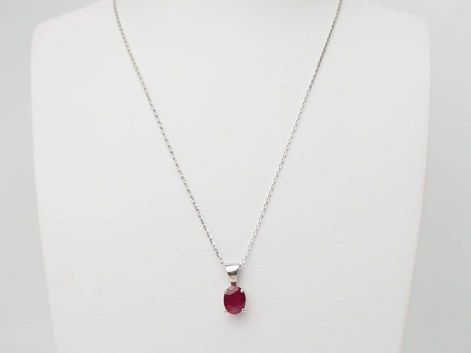 Collier Collier solitaire en or blanc et rubis 2,12ct 58 Facettes 20021
