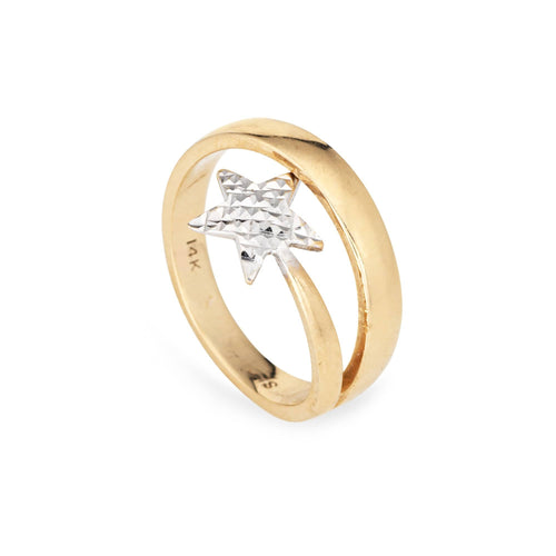 Bague 47 Bague étoile filante vintage en or jaune, bijoux fins célestes 58 Facettes G14046